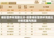 体彩世界杯竞猜比分-探索体彩世界杯竞猜比分的乐趣与挑战