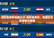 足彩世界杯竞猜比分-足彩世界杯，竞猜比分的激情与策略