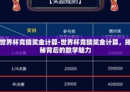 世界杯竞猜奖金计算-世界杯竞猜奖金计算，揭秘背后的数学魅力