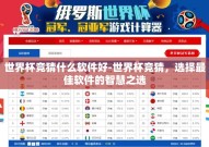 世界杯竞猜什么软件好-世界杯竞猜，选择最佳软件的智慧之选