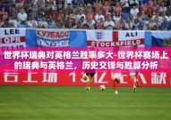 世界杯瑞典对英格兰胜率多大-世界杯赛场上的瑞典与英格兰，历史交锋与胜算分析