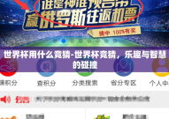 世界杯用什么竞猜-世界杯竞猜，乐趣与智慧的碰撞