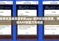世界杯足球竞猜手机app-世界杯足球竞猜，手机APP的魅力与挑战