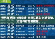 世界杯足彩14场竞猜-世界杯足彩14场竞猜，激情与智慧的碰撞