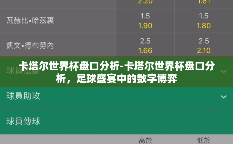 卡塔尔世界杯盘口分析-卡塔尔世界杯盘口分析，足球盛宴中的数字博弈