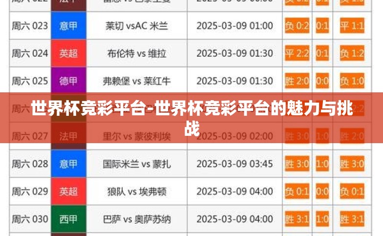 世界杯竞彩平台-世界杯竞彩平台的魅力与挑战 世界杯竞彩平台-世界杯竞彩平台的魅力与挑战