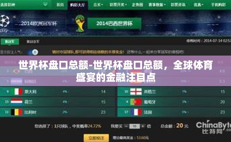 世界杯盘口总额-世界杯盘口总额,全球体育盛宴的金融注目点 世界杯盘口总额-世界杯盘口总额,全球体育盛宴的金融注目点
