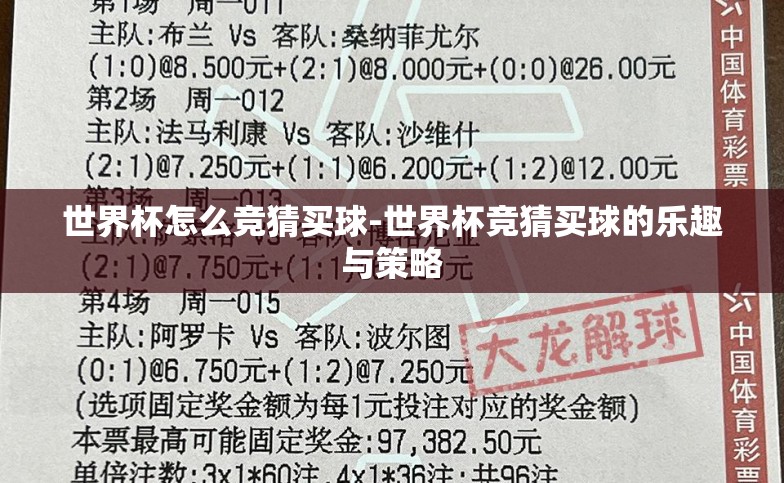 世界杯怎么竞猜买球-世界杯竞猜买球的乐趣与策略