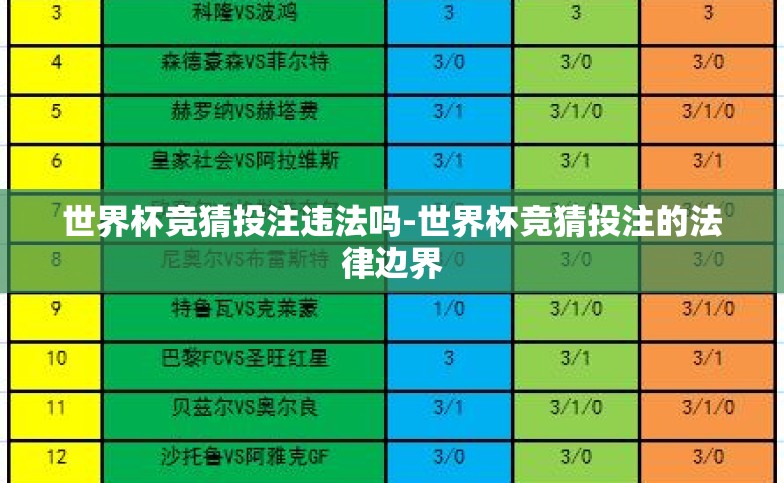 世界杯竞猜投注违法吗-世界杯竞猜投注的法律边界