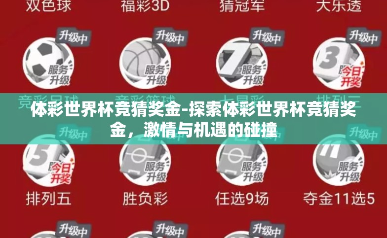 体彩世界杯竞猜奖金-探索体彩世界杯竞猜奖金，激情与机遇的碰撞