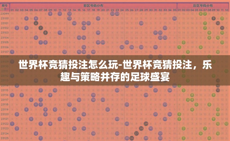 世界杯竞猜投注怎么玩-世界杯竞猜投注,乐趣与策略并存的足球盛宴 世界杯竞猜投注怎么玩-世界杯竞猜投注,乐趣与策略并存的足球盛宴