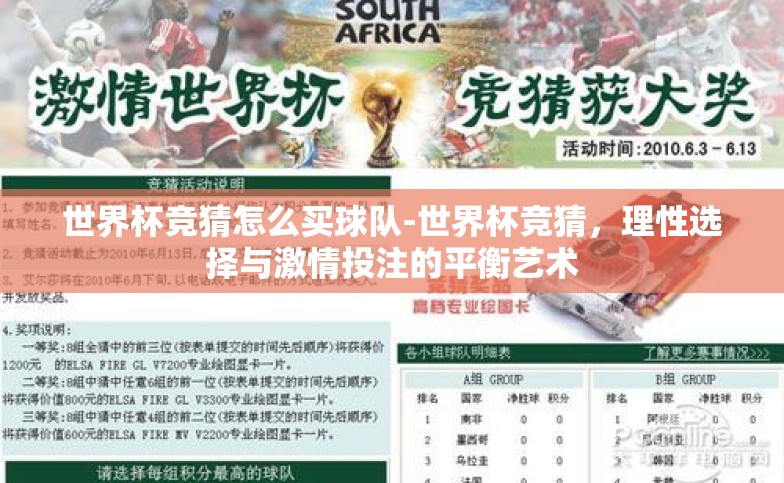 世界杯竞猜怎么买球队-世界杯竞猜，理性选择与激情投注的平衡艺术