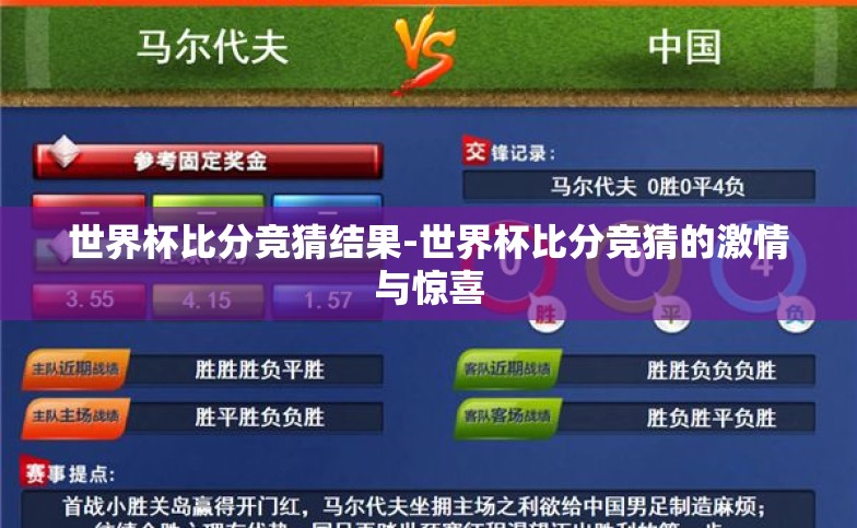 世界杯比分竞猜结果-世界杯比分竞猜的激情与惊喜 世界杯比分竞猜结果-世界杯比分竞猜的激情与惊喜