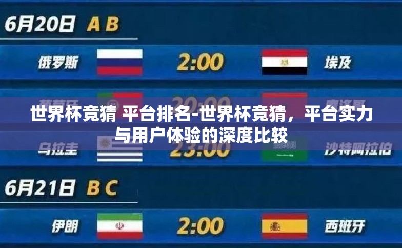 世界杯竞猜 平台排名-世界杯竞猜,平台实力与用户体验的深度比较 世界杯竞猜 平台排名-世界杯竞猜,平台实力与用户体验的深度比较