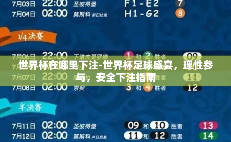 世界杯在哪里下注-世界杯足球盛宴，理性参与，安全下注指南