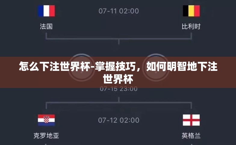 怎么下注世界杯-掌握技巧，如何明智地下注世界杯