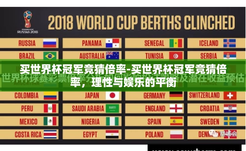 买世界杯冠军竞猜倍率-买世界杯冠军竞猜倍率，理性与娱乐的平衡