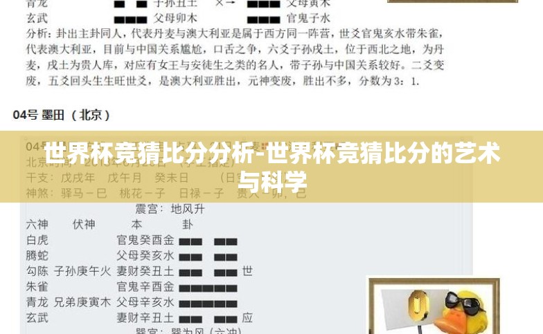 世界杯竞猜比分分析-世界杯竞猜比分的艺术与科学