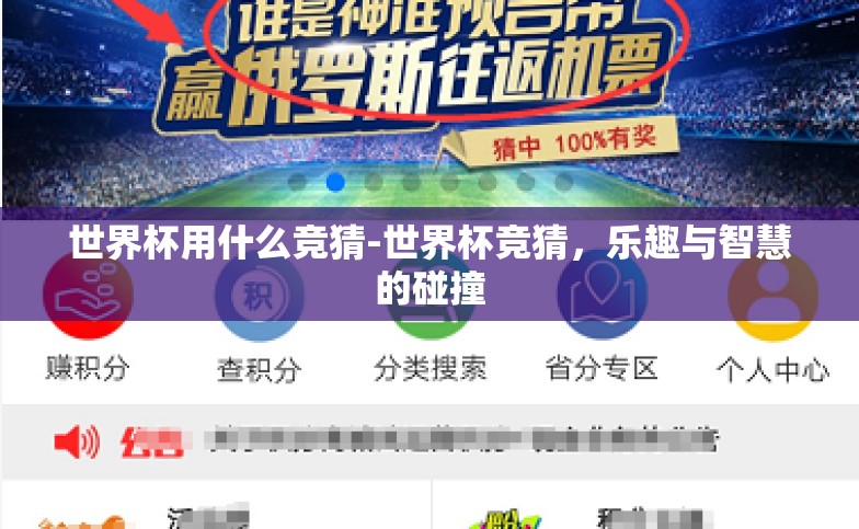 世界杯用什么竞猜-世界杯竞猜，乐趣与智慧的碰撞