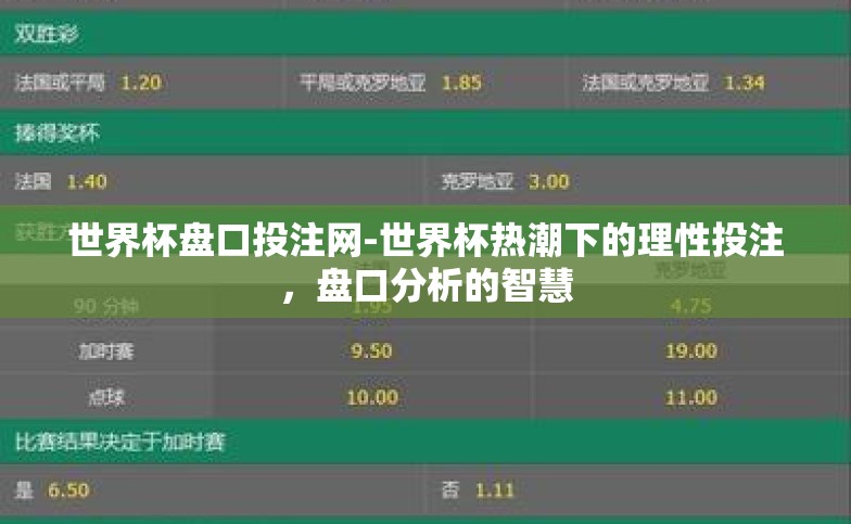 世界杯盘口投注网-世界杯热潮下的理性投注，盘口分析的智慧